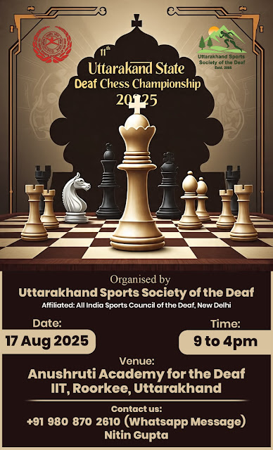 11th Uttarakhand State Chess Deaf Championship on 17th August 2025