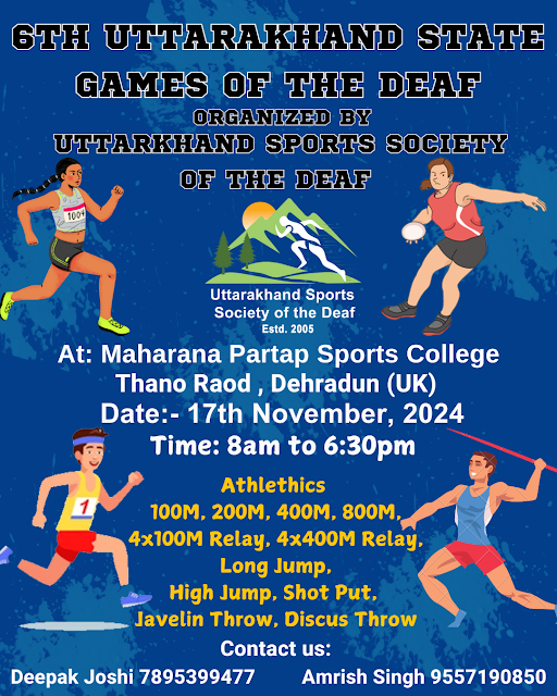 6th Uttarakhand State Games of the Deaf 2024 on 17th November 2024